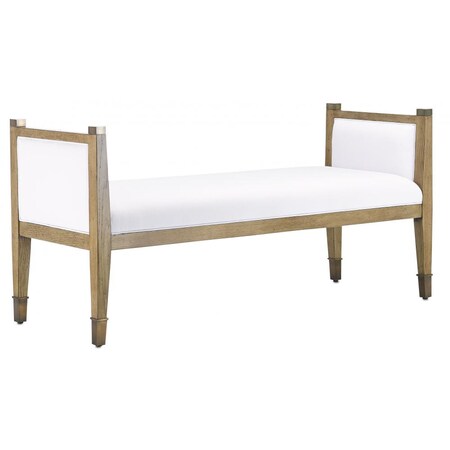 Currey and Company 7000-0101 Transitional Bench in Bronze/Dark Finish, 22.00 inches, Weathered Walnut/Antique Brass